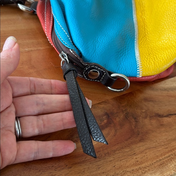 Multicolored Patchwork High Quality Pebbled Leather Purse - Picture 11 of 17